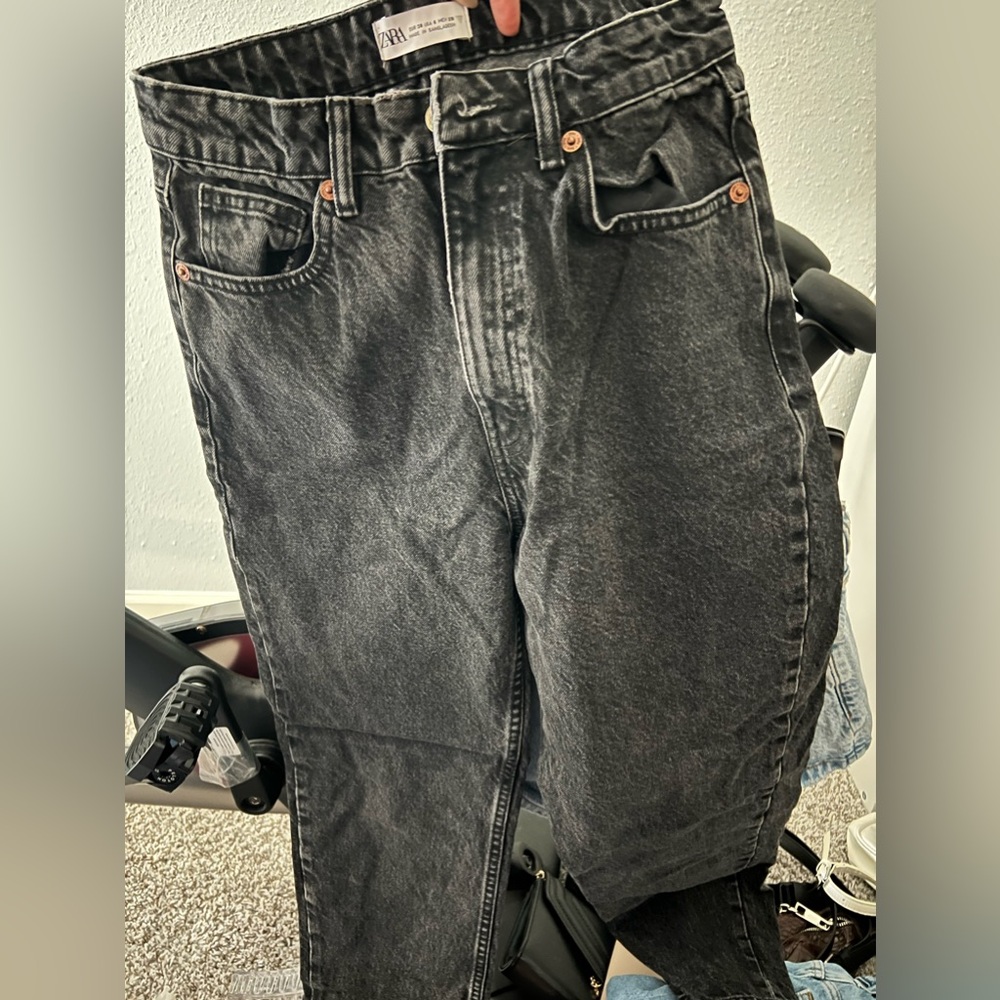 Zara Straight Leg High Waist Jeans